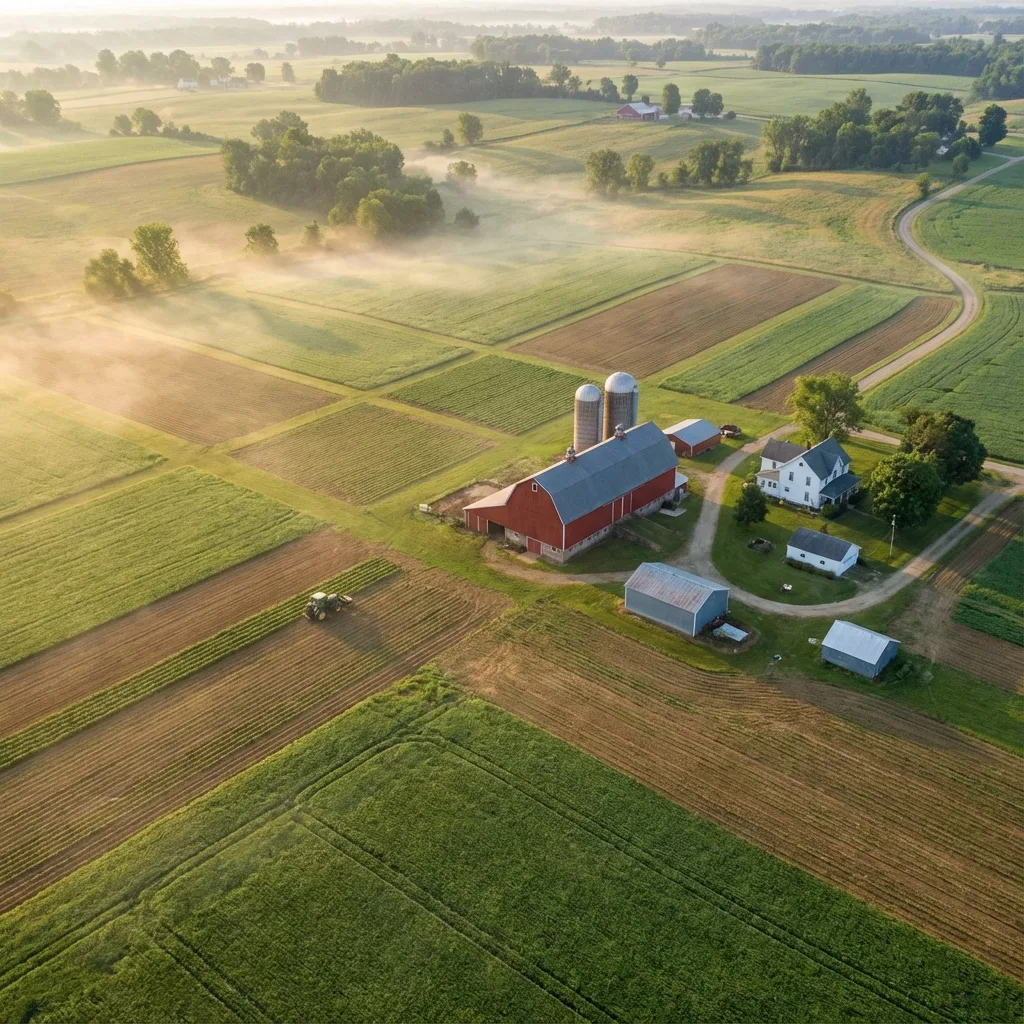 After: Land parcel aerial photo with clear boundaries, enhanced terrain detail, and vivid colors